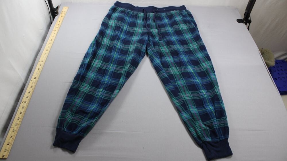 Stars Above Perfectly Cozy Pajama Pants Womens L Plaid Lounge Joggers Blue